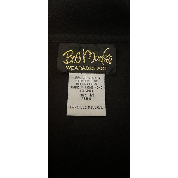 Bob Mackie Wearable Art Full Zip Jacket Womens M Embroidered Red Black Fleece - Picture 6 of 9